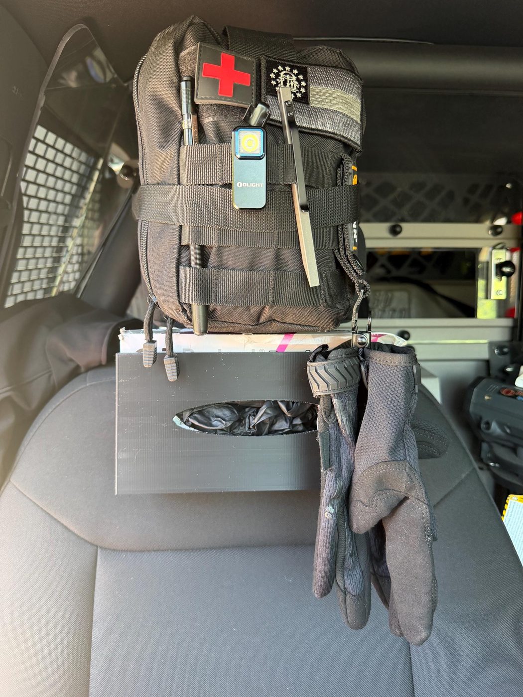 Headrest Glove Box Holder | Universal Glove Box Organizer | PETG | Vehicle Glove Dispenser | Police, EMS & First Responder Access