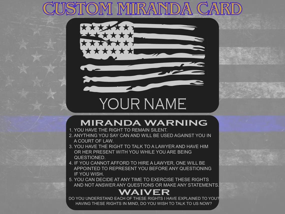 ThinLineEngraving Metal Miranda Warning Card – Law Enforcement, Police, Trooper Gift