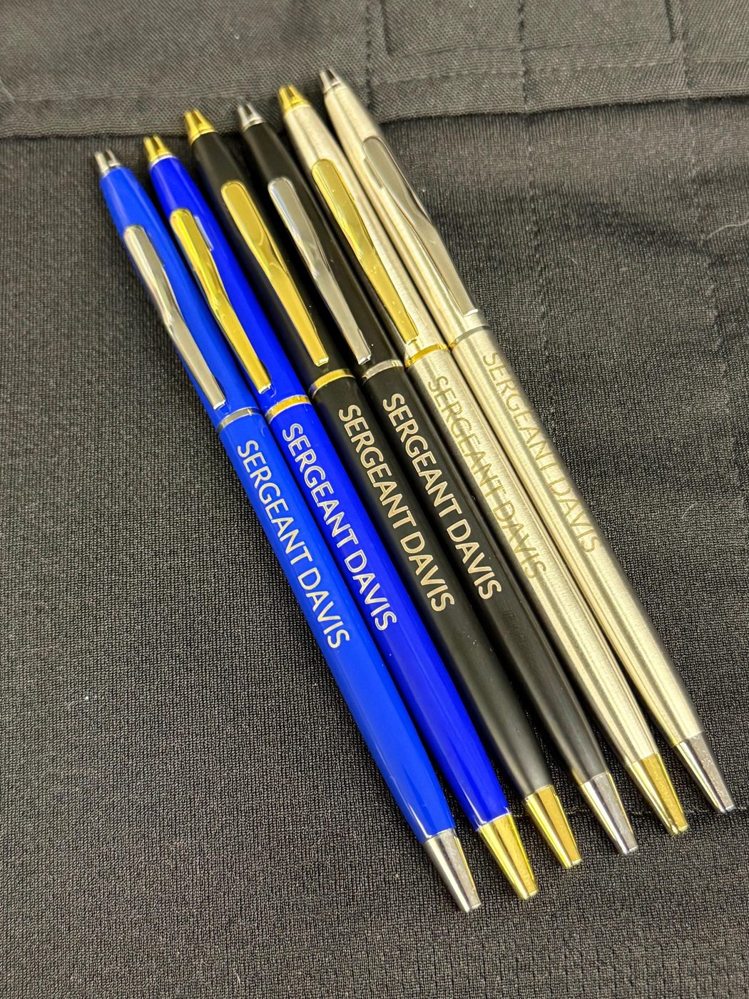 2 Personalized Police Officer Pens - Engraved Metal Cop, Sheriff, State Trooper Pens - ThinLineEngraving