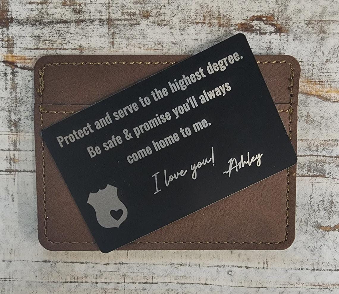 ThinLineEngraving Personalized Police Wallet Insert – Protect & Serve, LEO Gift, Deputy Gift