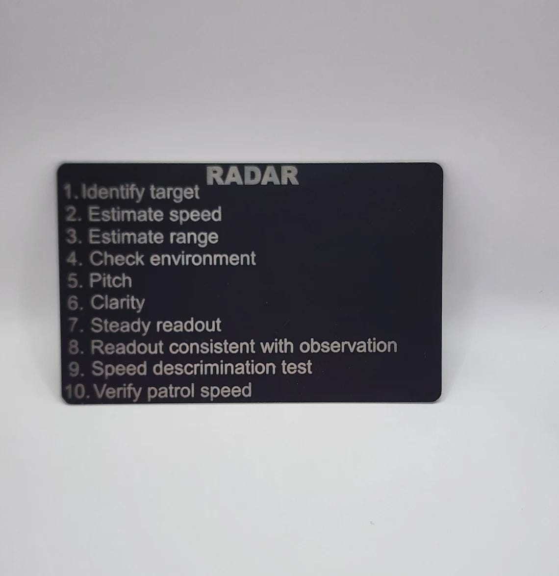 ThinLineEngraving RADAR/LIDAR Speed Tracking History Metal Card – Police, Trooper Tool